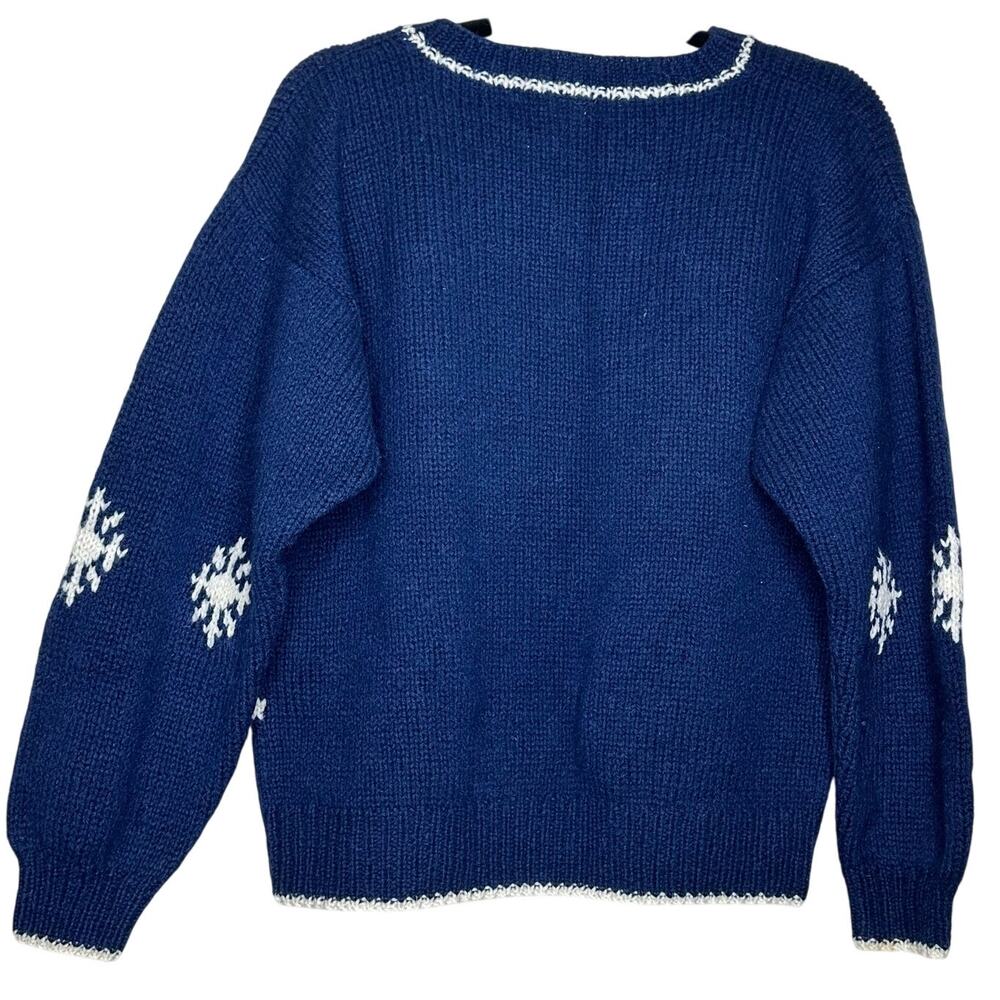 Vintage Snow Snowman Hand Knit Chunky Sweater Size Medium Large see description - Picture 2 of 4